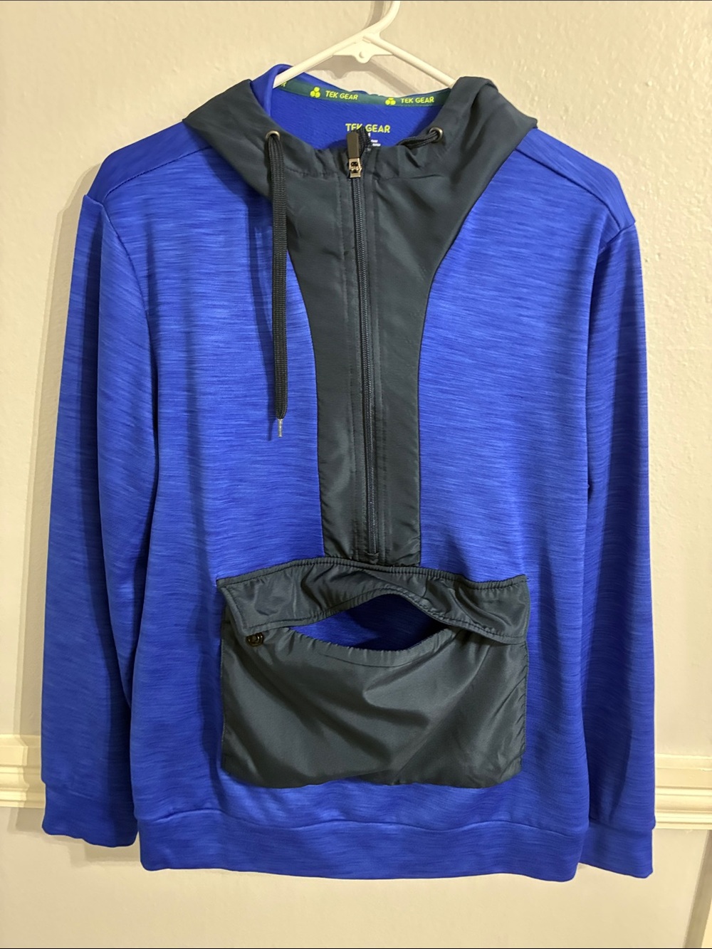 tek gear Royal Blue and Black Half-Zip Hooded Performance Pullover